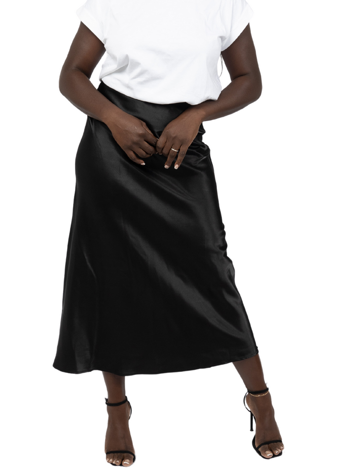 Black Satin Maxi Skirt