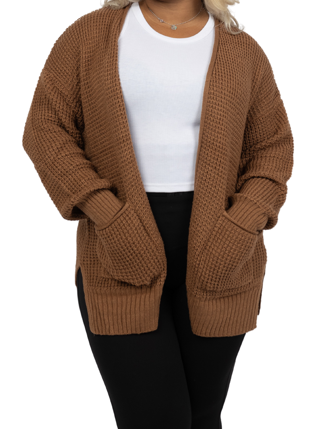 Waffle Open Cardigan