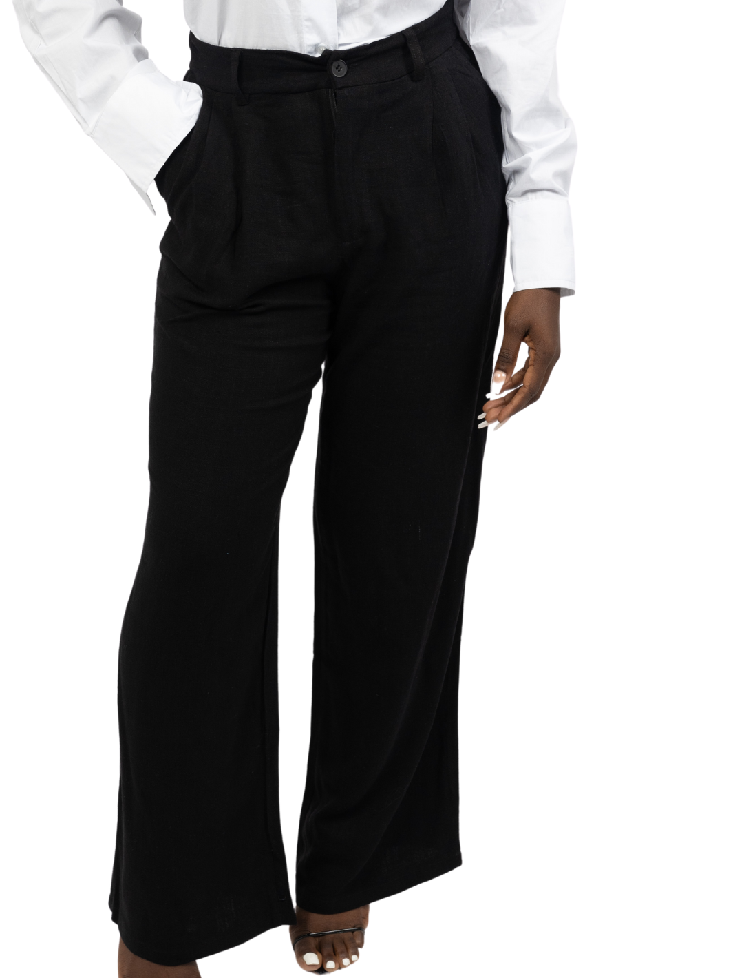 Pleated Front Linen Trouser